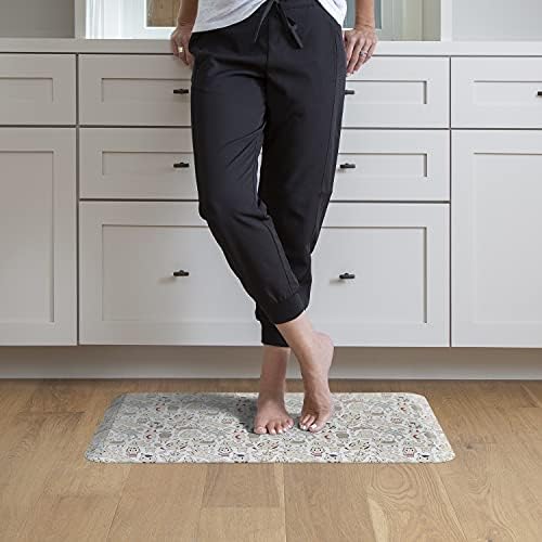 GelPro Designer Cushioned Anti-Fatigue Floor Mat, Padded Stain-Resistant, Waterproof, Non-Slip Comfort Padded Desk/Office Mat, 20 x 32, Happy Catz Persian Grey