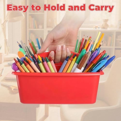 Kathfly 8 Pack Classroom Caddy Organizer with Handle Bulk, Blue Red