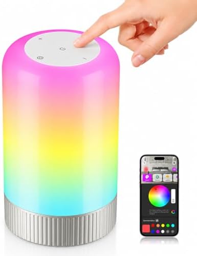 RGBICWW Smart Table Lamp, Touch Bedside Lamp LED Desk Lamp with App Control