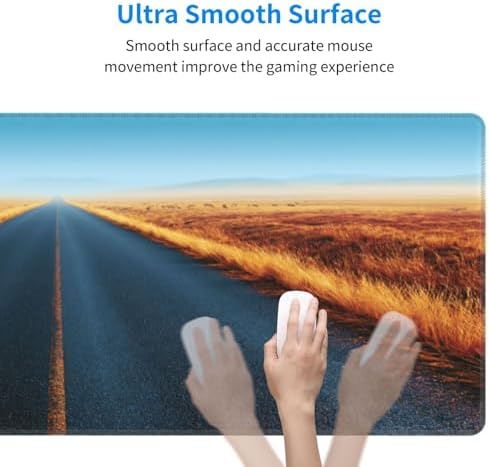 Straight Empty Asphalt Road Stretching to Horizon Large Gaming Mouse Pad Long Extended Mouse Mat for Keyboard Table Waterproof Mousepad Office, 31.5x11.8 in