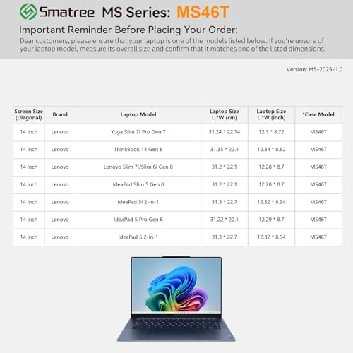 Smatree MS46T Hard EVA Protective Case with Stand for 14" Lenovo Slim 7i
