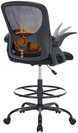 LukkDys Drafting Chair with Arms, Tall Office Chair for Standing Desks