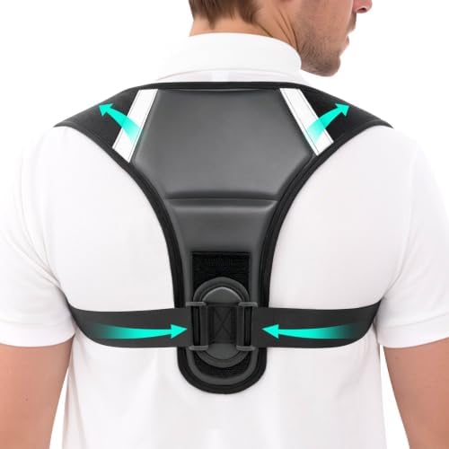 Posture Corrector for Women and Men, Adjustable Back Brace Support, Back Straightener for Rounded Shoulders and Hunchback Support, Upper Back Brace Shoulder Straightener for Neck, Shoulder and Upper Back Support, Breathable Invisible Under Clothes (Bla...