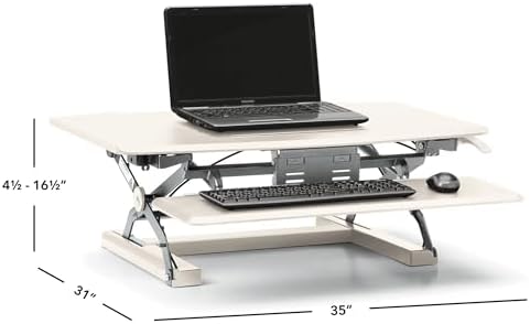 HON Coordinate 35 Inch Desktop Riser, Height Adjustable Sit to Stand Riser, Monitor and Laptop Workstation with Keyboard Tray, White