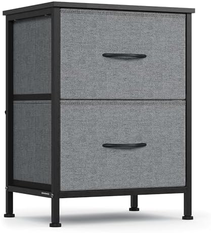 SONGMICS Nightstand with 2 Fabric Drawers, Bedside Table, Side End Table