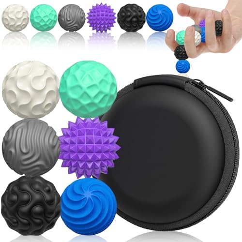 Silicone Magnetic Balls, Fidget Toys for Adults & Teens, 6PCS Stress Balls Sensory Toy, Quiet Magnet Desk Fidgets with Textured, ADHD Anxiety Relief Items, Fun Stocking Suffers Gifts (Landscape)