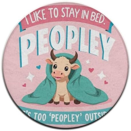 Men's Large Home Decor Mat, Soft Round Yoga Carpet, Non Slip Machine Washable Home Office Circle Rug Cute Funny Highland Cow