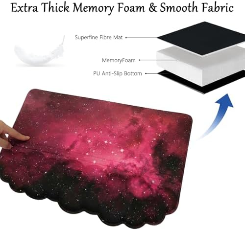 Computer Keyboard Stand Pad with Wrist Rest Dark Pink Cloud Keyboard Pad Support with Comfortable Black Galaxy Stars Wrist Pad Cute Girl Ergonomic Tilted Keyboard Riser Holder for Desktop Office Home