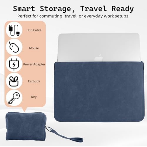 15-16 Inch Laptop Sleeve Case with Stand Feature, Matte PU Leather