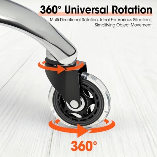 Office Chair Wheels, Premium Set of 10 Rubber Caster Wheels, Roller Blade Wheel Heavy Duty Casters, Replacement Wheels for Most Chair Wheel, Easy to Install (Not for IKEA)