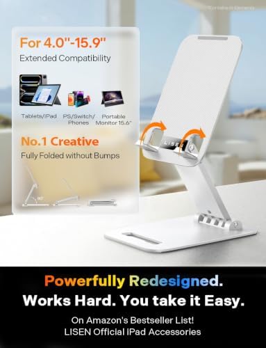 LISEN for iPad Stand Adjustable Tablet Holder Desk, iPad Accessories White
