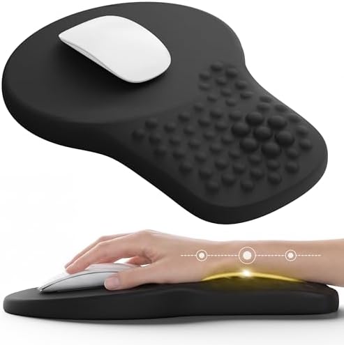 Ergonomic Mouse Pad with Wrist Rest Support, Mousepad for Carpal Tunnel Pain Relief, Memory Foam with Massage Design, Non-Slip Base for Office, Home, Gamming
