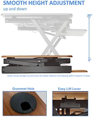 Rocelco 40" Large Height Adjustable Standing Desk Converter with Dual Monitor Stand BUNDLE - Quick Sit Stand Up Computer Workstation Riser - Retractable Keyboard Tray - Teak (R DADRT-40-DMS)