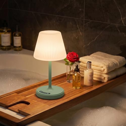 Waterproof Shower Lamp Outdoor Cordless Table Lamp, 3-Color Dimmable -Green