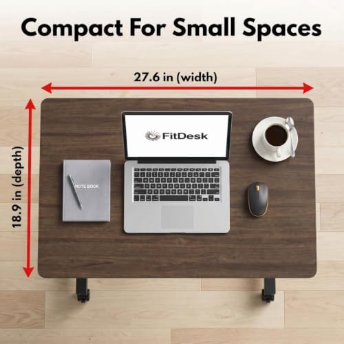 FitDesk Portable Laptop Desk, Adjustable Standing Workstation - Walnut 27"