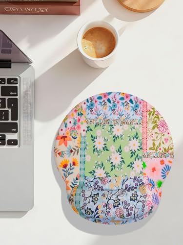 Seorsok Pink Floral Mouse Pad with Gel Wrist Support Mouse Pad,Ergonomic Aesthetic,Comfort Mousepad for Office Work Computer,Pain Relief Mousepad with Non-Slip Silicone Base,Colorful Blooming Flower
