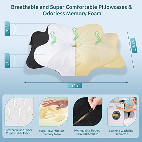 DONAMA Cervical Pillow for Neck Pain, Ergonomic Memory Foam Contour Pillow