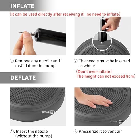 Inflated Wobble Cushion,Dyna Disc,Circular Non-slip Texture for Comfortable Sitting,Wiggle Seat to Improve Posture, Fitness, Stability for Sensory Adults,Balance Seat with Pump for Core Strength