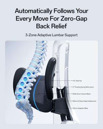 Hbada E3 Pro Ergonomic Office Chair, Mesh Desk Chair with 3-Zone Floating Lumbar Support, Upgraded 4D Headrest, 720° Armrests, Obsidian Black with Footrest