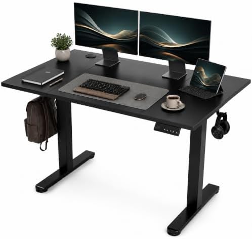 Claiks Electric Standing Desk 48x24 Inch Adjustable Desk, Black