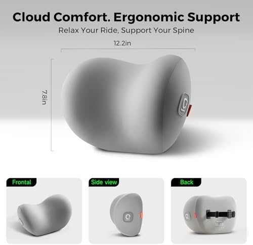 BEBAS Memory Foam Car Headrest Pillow - Breathable Neck Support Pillow for Driving, Universal Fit Cars/SUVs/Tesla/Toyota & Office Chair, Removable Cover (Grey, 4-Season)