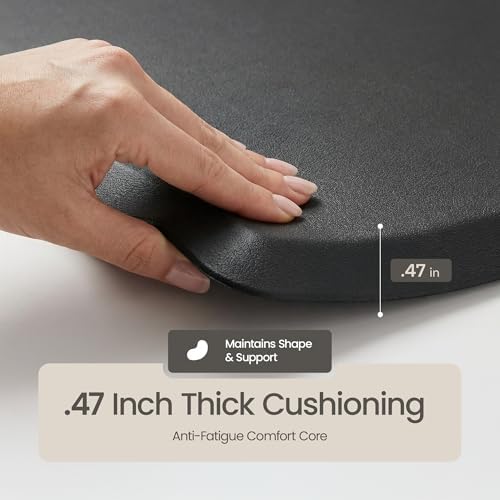 Anti Fatigue Kitchen Mats for Floor | Padded Kitchen Rugs | Non Slip, Cushioned Standing Desk Mat | Waterproof Floor Mat for Home and Office | 17.3" x 28" X 0.47", Black, 1-Pack | More Décor