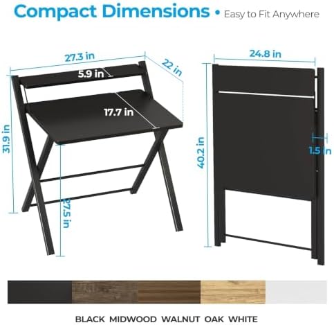 GreenForest Folding Desk No Assembly, Sturdy Computer Desk for Small Spaces