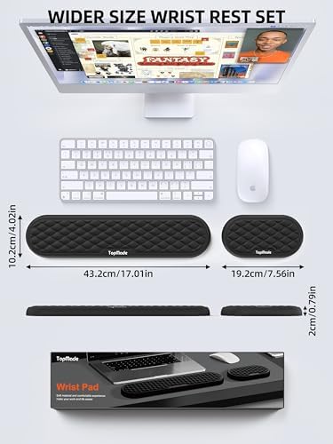 Ergonomic Wrist Rest, Full-Size Keyboard & Mouse Wrist Support Pad, Black