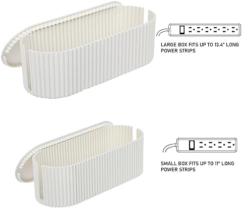 FABROK 2 Pack Cable Management Box, Cord Organizer, White, Small+Large