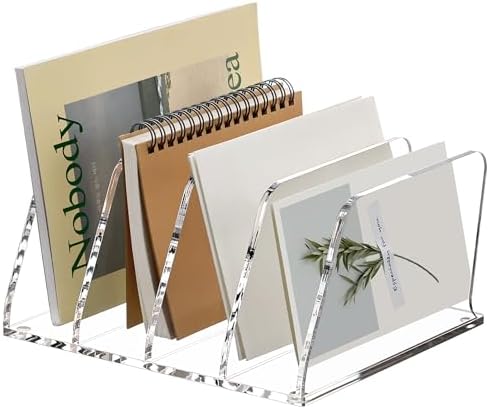 SANRUI Acrylic Desk Mails File Sorter Clear Letter Organizer Holder,4 Slot