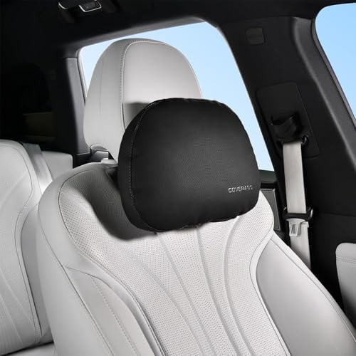 Coverado Car Headrest Pillow Soft Memory Foam Car Neck Support Pillow with Adjustable Strap, Relax Head Muscles Relieve Driving Fatigue, Breathable & Removable Cover