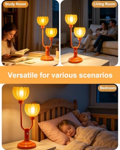 Mid Century Modern Table Lamp Dimmable Vintage Orange Lamp Gift