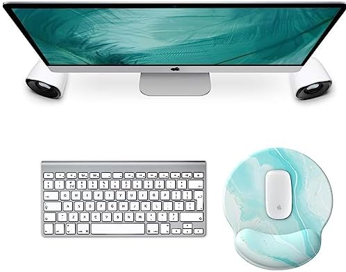 eulps Mouse Pad with Wrist Rest, Comfortable Computer Mousepad with Gel Wrist Support Smooth Surface and Non-Slip PU Base for Pain Relief, Laptop, Office & Home (ICY Blue)