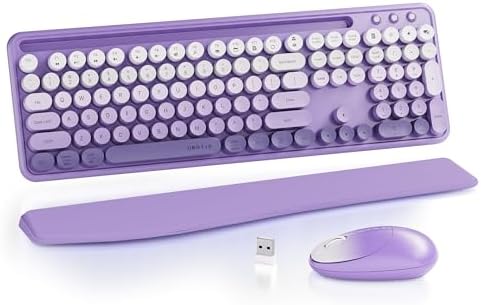 UBOTIE Wireless Keyboard and Mouse Combo, Phone Holder (Purple)