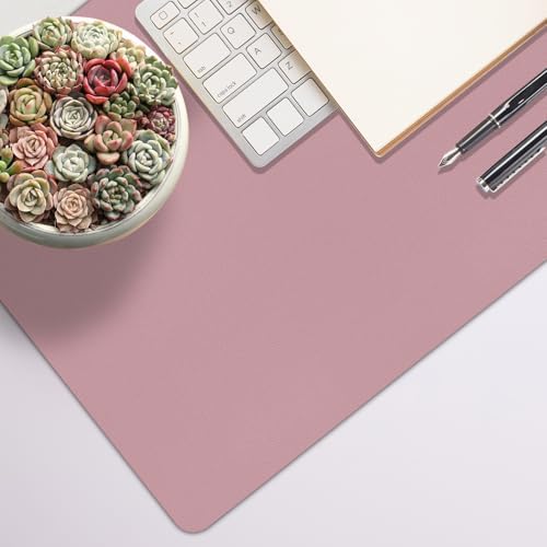 Leather Desk Pad Mat, Dusty Pink Desk Mat, 35.4" x 16.9"