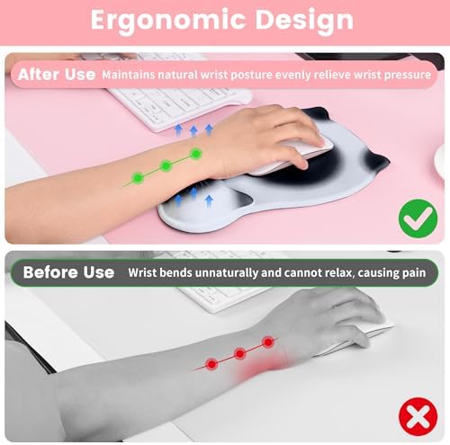 Ergonomic Mouse Pad with Wrist Rest,Cute Memory Foam Mousepad Wrist Support