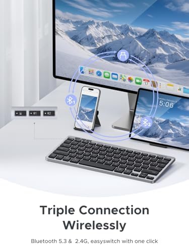 UGREEN UGREENVertical Wireless (Bluetooth 5.0+2.4G) Ergonomic Mouse Bundle with K551 Slim Quiet Wireless Bluetooth 78Keys Keyboard