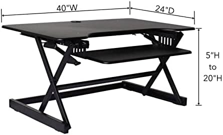 Standing Desk Converter by DeskRiser | Extra Wide 40 Inch Desk Riser Works for People up to 6 Feet 4 Inches Tall | Fits 3 Monitors and Features an Ergonomic Sliding Keyboard Tray (Black, 40" Wide)