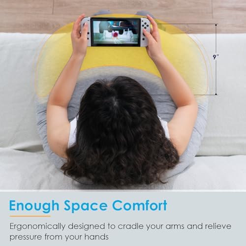 QUEEN ROSE Reading Pillow, Gaming Lap Pillow for Crocheting, Cooling Grey