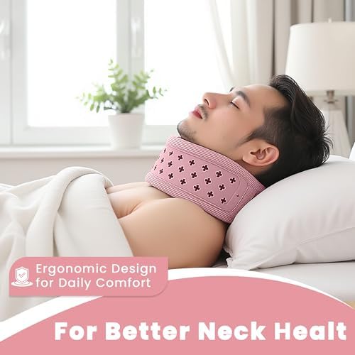 Neck Brace for Neck Pain and Support, Neck Support for Pain Breathable Cervicorrect Brace Adjustable Soft Silicone Foam, Cervical Collar for Sleeping, Relieving Spinal Pressure (Pink)