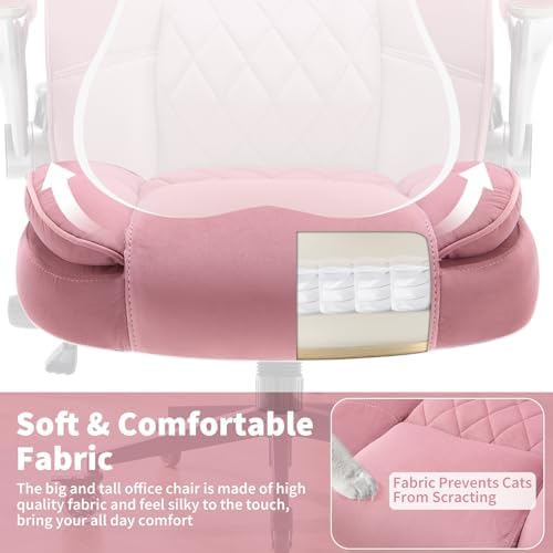 Fabric High Back Office Chair, Thick Padded Ergonomic Computer Desk Chair