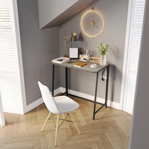 WOHOMO Folding Desk 31.5" Foldable Computer Table for Small Spaces GrayWash