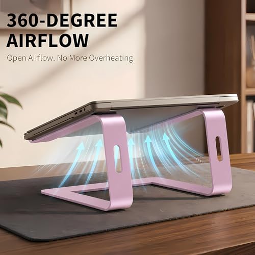 Orionstar Ergonomic Laptop Stand, Aluminum Riser, 10-15.6",Pink