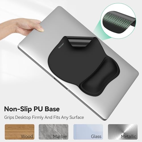 TECKNET Gel Ergonomic Mouse Pad with Wrist Rest, Non-Slip PU Base, Black