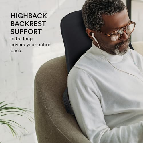 ObusForme Highback Backrest Support - Extra Tall Padded Seat Cushion and Lumbar Support Pillow, Portable Posture Support with Soft and Durable Foam