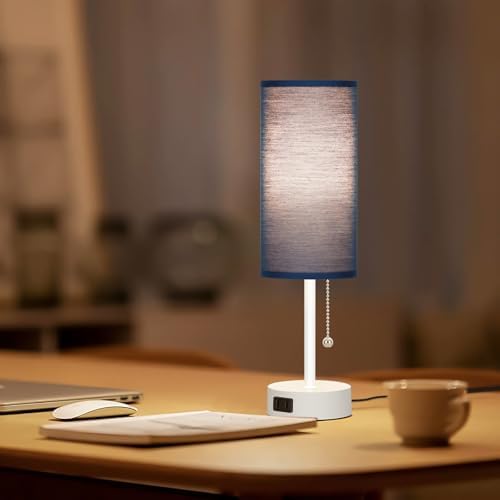 Dott Arts Table Lamp for Bedroom, 3-Color Bedside Lamps with Pull Chain