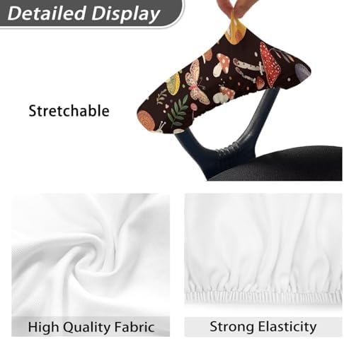 2 Pieces Chair Armrest Slipcovers Mushroom Butterfly Printed Office Chair Arm Pad Covers Skin Friendly Stretchy Office Chair Armrest Covers