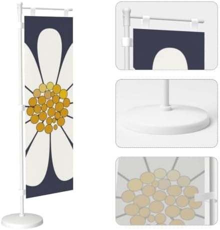 Daisy-White Floral Design Deluxe Desk Flag Set, 12 x 4 Inch Miniature Table Flag with 14" Pole & Stand Base