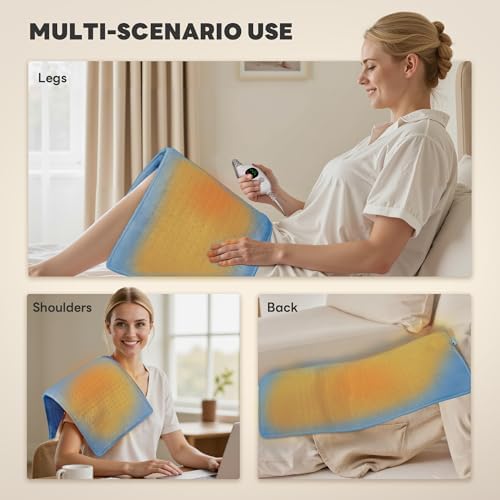 Heating Pad 12''X24'' for Back Neck Shoulder Pain Relief,Blue