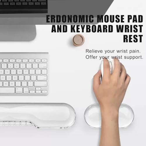 Mouse Pad with Wrist Rest, Soft Cloud Gel Keyboard Mouse Pad Set with Hand Wrist Support, Cute Non Slip Office Desk Accessories for Comfort/Pain Relief/Computer/Laptop (Pink Cave)